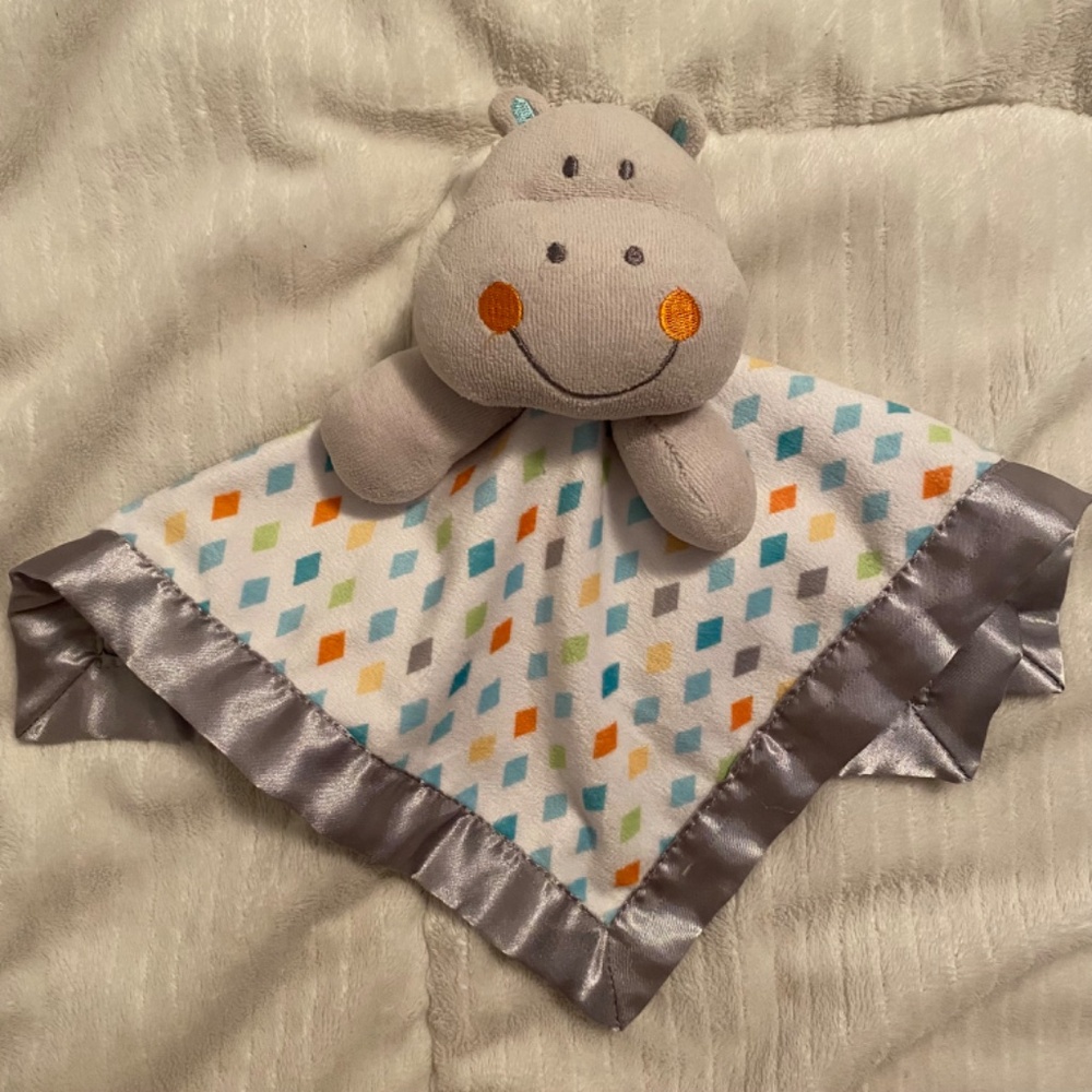 Garanimals Hippo Grey Diamonds Plush Baby Security Blanket Lovey